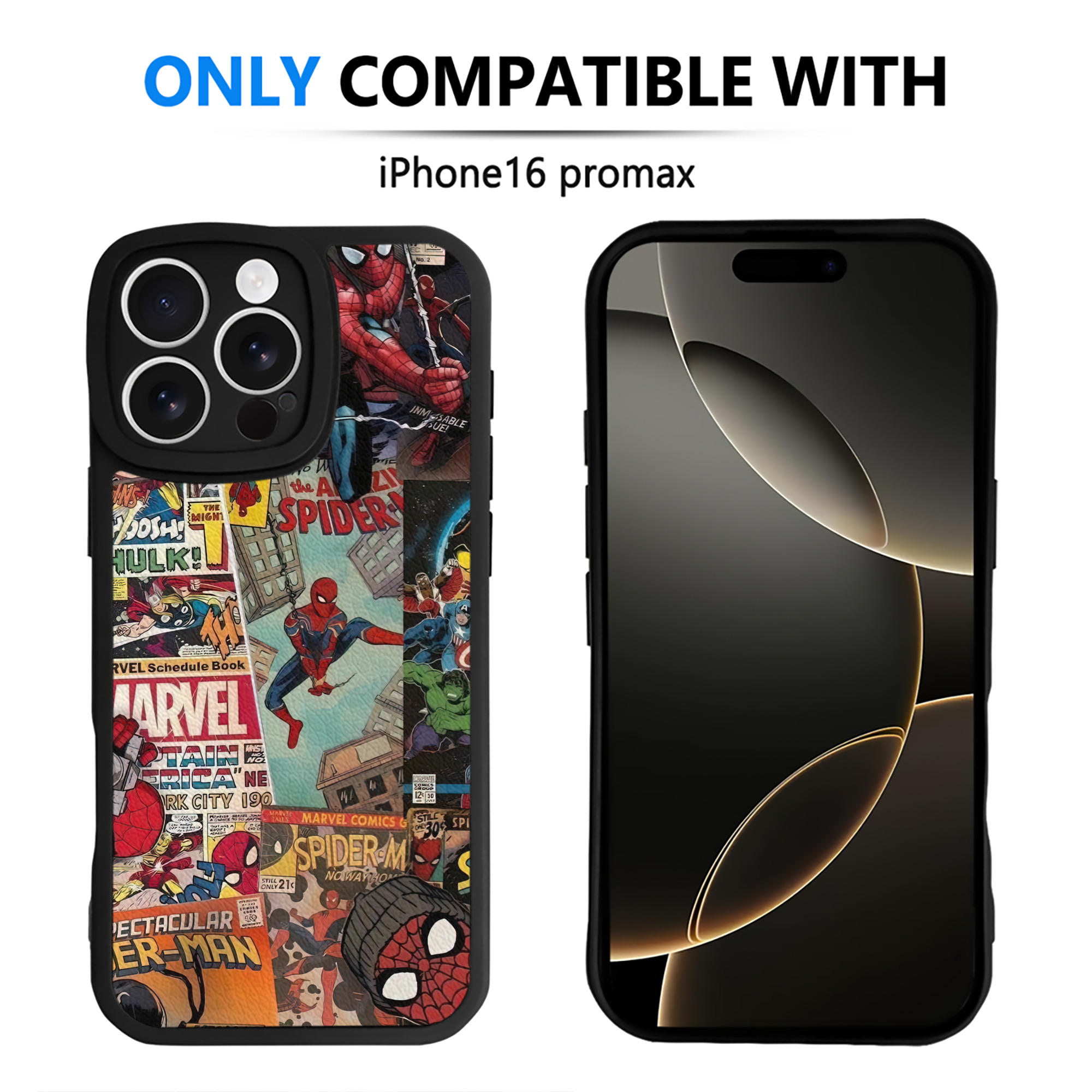 （画像用） Spider Man スパイダーマン 【iPhone 16シリーズ対応】シリコンスマホケース（レザー調） 材質：シリコン